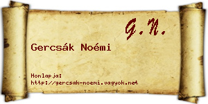 Gercsák Noémi névjegykártya